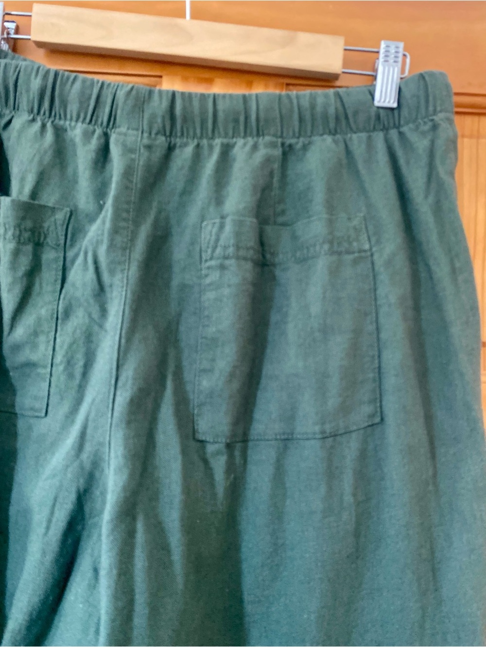 NWT GAP Olive Green Linen Blend Pull On High Rise Wide Leg Pants Med Casual Boho - Picture 6 of 14